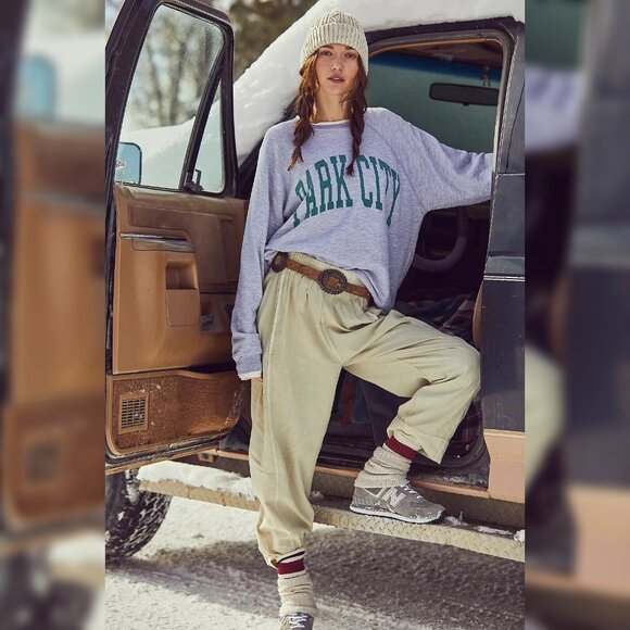 Free People Preppy Poplin Pull-On Pants M 8 Women's Cotton Mint Pant NEW 42151 - Picture 1 of 6